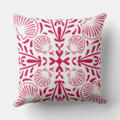 レッドピンクシーシェルズコーラルはっきりしたモダンビーチハウス クッション (裏面)