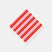 レッドピンクストライプレトロ スタンダードカクテルナプキン (角)