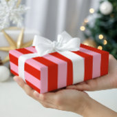 レッドピンクストライプレトロ ラッピングペーパー