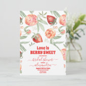 レッドピンクストロベリーベリーブライダルシャワー 招待状 (スタンド正面)