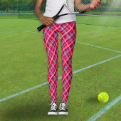レッドピンクタータンチェックプレイドパターン（の模様が）あるレギンス レギンス