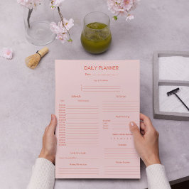 レッドピンクデイリープランナー&トラッカー ノートパッド