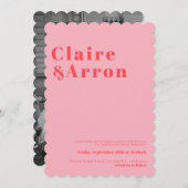 レッドピンクトレンディー結婚式招待状 招待状 (正面/裏面)