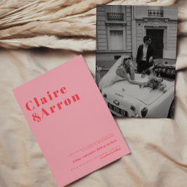 レッドピンクトレンディー結婚式招待状 招待状