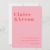 レッドピンクトレンディー結婚式招待状 招待状 (正面)