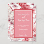 レッドピンクトワフランスのール結婚式招待状 招待状 (正面/裏面)
