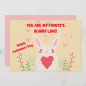 レッドピンクハートあなたが私のバニーラブバレンタイン シーズンカード (正面/裏面)