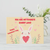 レッドピンクハートあなたが私のバニーラブバレンタイン シーズンカード (スタンド正面)