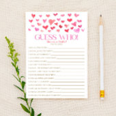 レッドピンクハートをテーマにした誰を推測!赤ちゃんシャワーゲーム 便箋