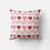 レッドピンクハートシェブロンストライプバレンティンデー クッション (裏面)