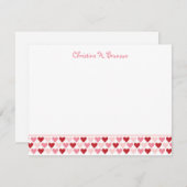 レッドピンクハートシックカスタムサンキューノートカード 招待状 (正面/裏面)