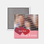 レッドピンクハートトゥルー愛カスタム写真バレンタイン マグネット (正面/裏面)