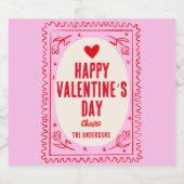 レッドピンクハートハッピーバレンタインデー ビールラベル (シングルラベル)