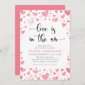 レッドピンクハートバレンタインスウィートアートブライダルシャワー 招待状 (正面/裏面)