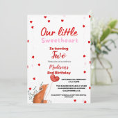 レッドピンクハートバレンタインズデイスウィートアート誕生日 招待状 (スタンド正面)