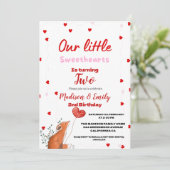 レッドピンクハートバレンタインズデイスウィートアート誕生日 招待状 (スタンド正面)