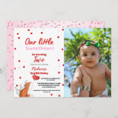 レッドピンクハートバレンタインズデイスウィートアート誕生日 招待状 (正面/裏面)