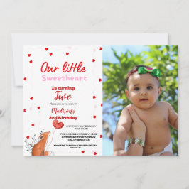 レッドピンクハートバレンタインズデイスウィートアート誕生日 招待状