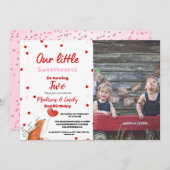 レッドピンクハートバレンタインズデイスウィートアート誕生日 招待状 (正面/裏面)