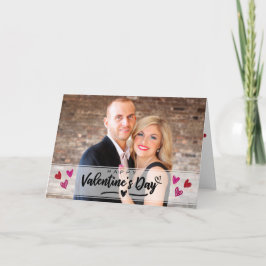 レッドピンクハートバレンタインデーの写真は落書き カード