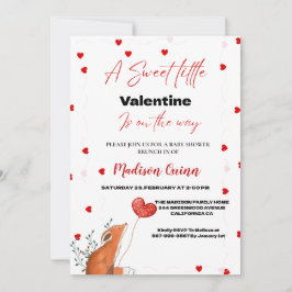 レッドピンクハートバレンタインデーベイビーシャワー 招待状