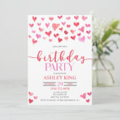 レッドピンクハートバレンタインバースデーパーティー 招待状 (スタンド正面)
