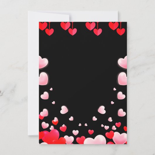 レッドピンクハートバレンタインパーティーフードミュージックダンス 招待状 (裏面)