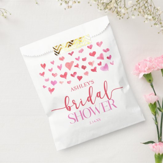 レッドピンクハートバレンタインブライダルシャワー フェイバーバッグ (封をした状態)