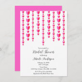 レッドピンクハートバレンタインブライダルシャワー 招待状 (正面/裏面)
