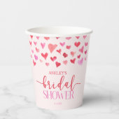 レッドピンクハートバレンタインブライダルシャワー 紙コップ (正面)