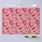 レッドピンクハートパターンスケッチバレンタインデー 薄葉紙 (クラフト)
