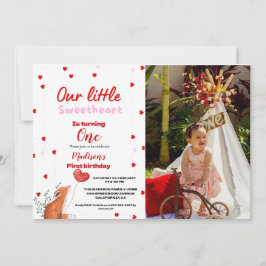 レッドピンクハートヴァレンティーンズデイスウィートアート誕生日 招待状