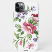 レッドピンクバイオレットパープルグリーンフローラアートパターン iPhoneケース (裏面)