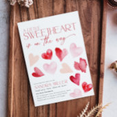 レッドピンクバレンタインハートスウィートベビーシャワー 招待状