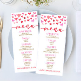 レッドピンクバレンタインブライダルシャワーフードメニュー メニュー