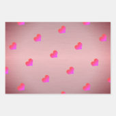 レッドピンクパープルハートゴールデンフォイルバレンタインデー ラッピングペーパーシート (正面3)