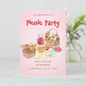 レッドピンクピクニックパーティの招待状 招待状 (スタンド正面)