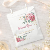 レッドピンクピーニー金ゴールドリーフグリーン誕生日 フェイバーバッグ (クリップ留めされた状態)