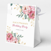 レッドピンクピーニー金ゴールドリーフグリーン誕生日 フェイバーボックス (裏面サイド)