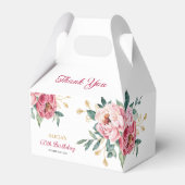 レッドピンクピーニー金ゴールドリーフ素朴フローラ誕生日 フェイバーボックス (裏面サイド)