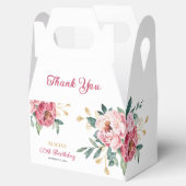 レッドピンクピーニー金ゴールドリーフ素朴フローラ誕生日 フェイバーボックス (オープン)