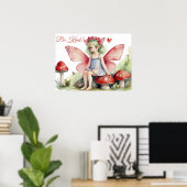 レッドピンクフェアリーとマッシュルーム親切な引用文 ポスター (ホームオフィス)