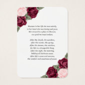 レッドピンクフローラ葬儀祈りの言葉カード (裏面)