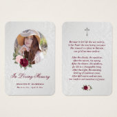 レッドピンクフローラ追悼式祈りの言葉カード (正面&裏面)