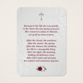 レッドピンクフローラ追悼式祈りの言葉カード (裏面)