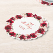 レッドピンクフローラ21歳の誕生日パーティー パーソナライズされた ペーパーコースター (アングル)