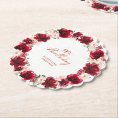 レッドピンクフローラ90th Birthday Party パーソナライズされた ペーパーコースター (アングル)