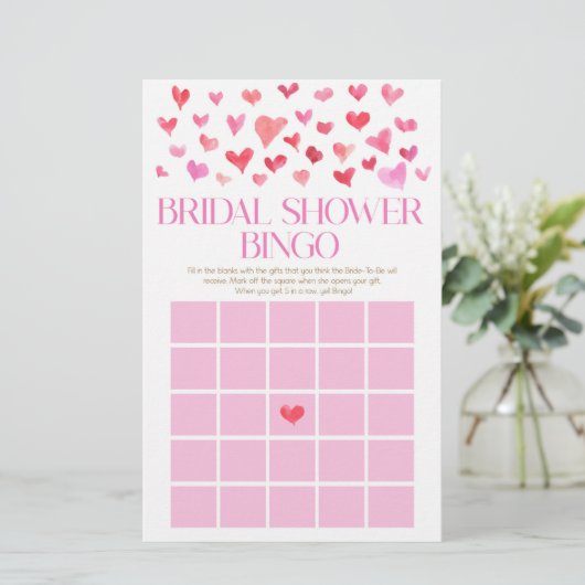 レッドピンクブライダルシャワーブライダルシャワーゲーム 便箋 (スタンド正面)