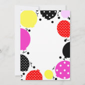 レッドピンクブラック水玉模様バルーン誕生日パーティー 招待状 (裏面)