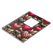 レッドピンクブラック金ゴールドバレンタインラブハート ノートブック (左側)